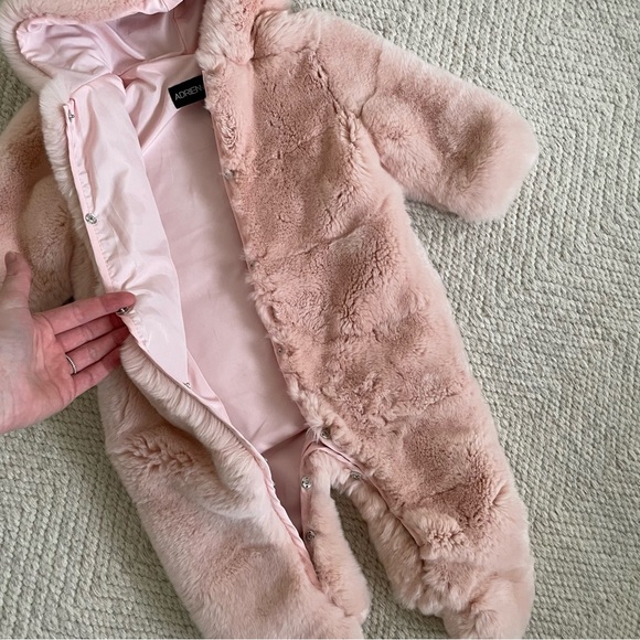 Genuine Fur Pink Baby Snowsuit 3M - Picture 5 of 8